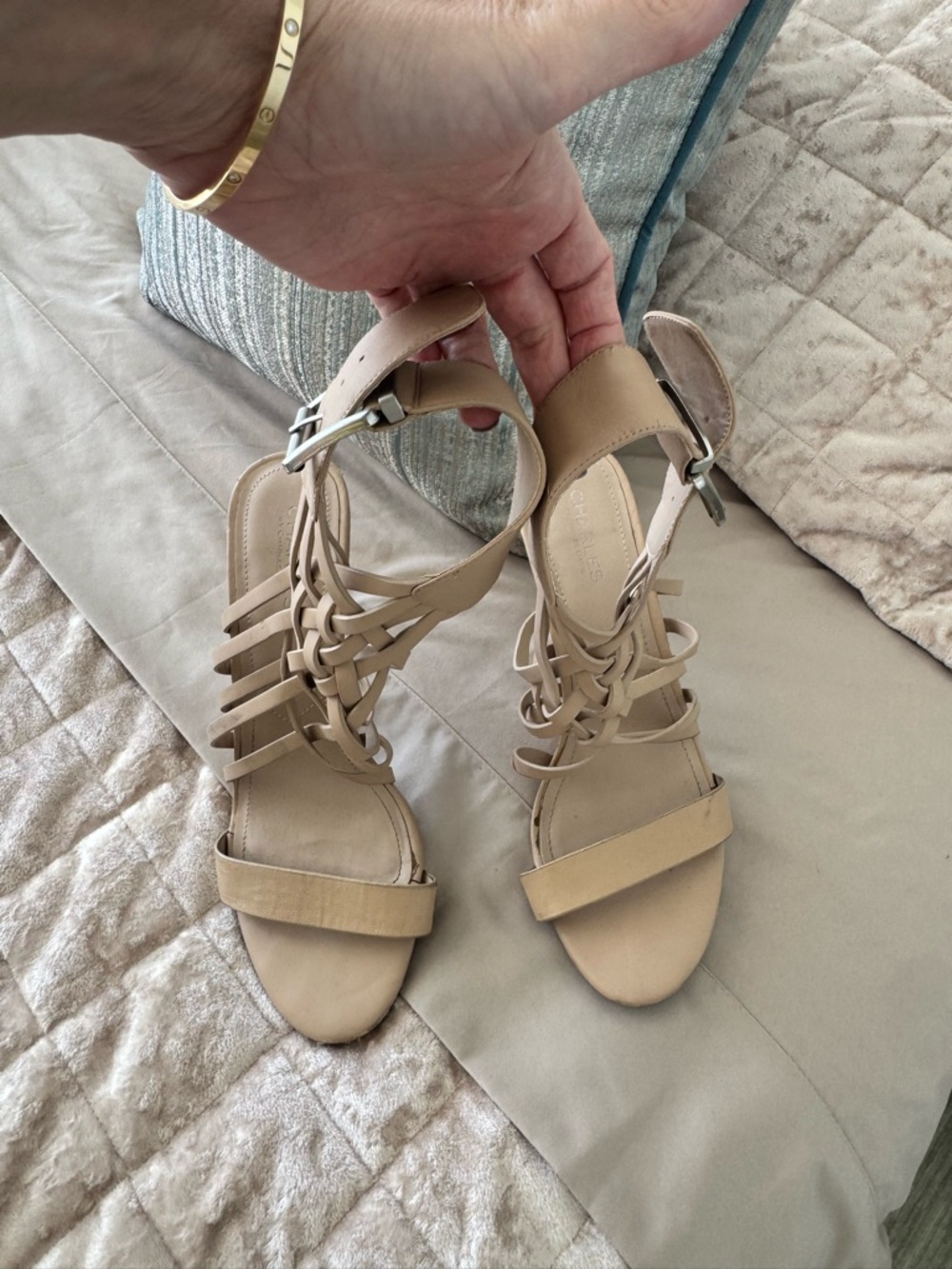 Charles David Nude Strappy Heeled Sandals